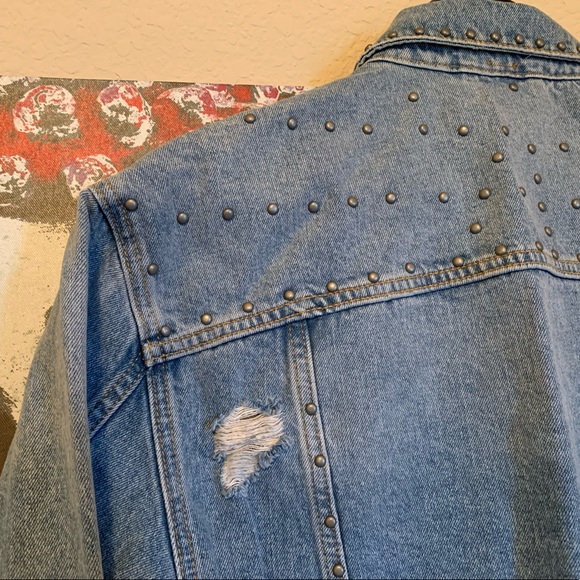 NWT FREE PEOPLE Cotton Studded Denim Jacket XS - Picture 7 of 14